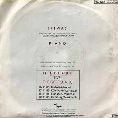 Midge Ure,If I Was, Single,vinyl, 7’45RPM