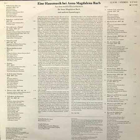 Gisela Burkhardt, Eine Hausmusik Bei Anna Magdalena Bach, Vinyl, LP, vinyl album, album LP