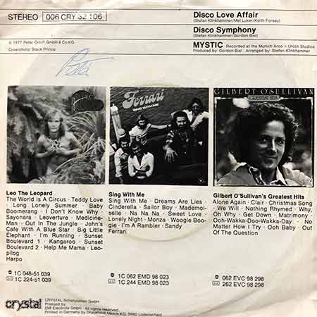 Mystic. Disco Love Affair, single, vinyl, 7'45