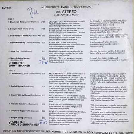 Orchester Jimmy Thanner, Carlos Diernhammer, Vinyl, LP, магазин вінілових платівок, бу, Київ, купити вінілові платівки