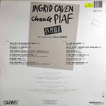 Ingrid Caven, Ingrid Caven Chante Piaf, Vinyl, LP, купити вінілові пластинки, київ, б/в, магазин вінілових пластинок