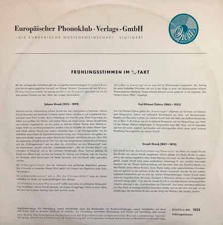 Wiener Symphoniker, Elisabeth Roon - Frühlingsstimmen Im 3/4 Vinyl LP