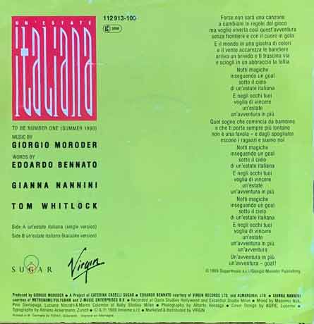 Edoardo Bennato - Gianna Nannini - Un'Estate Italiana single, 7'45 RPM